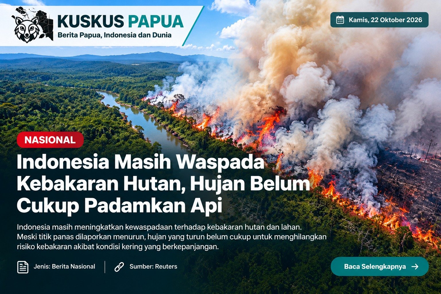 Indonesia Masih Waspada Kebakaran Hutan, Hujan Belum Cukup Padamkan Api